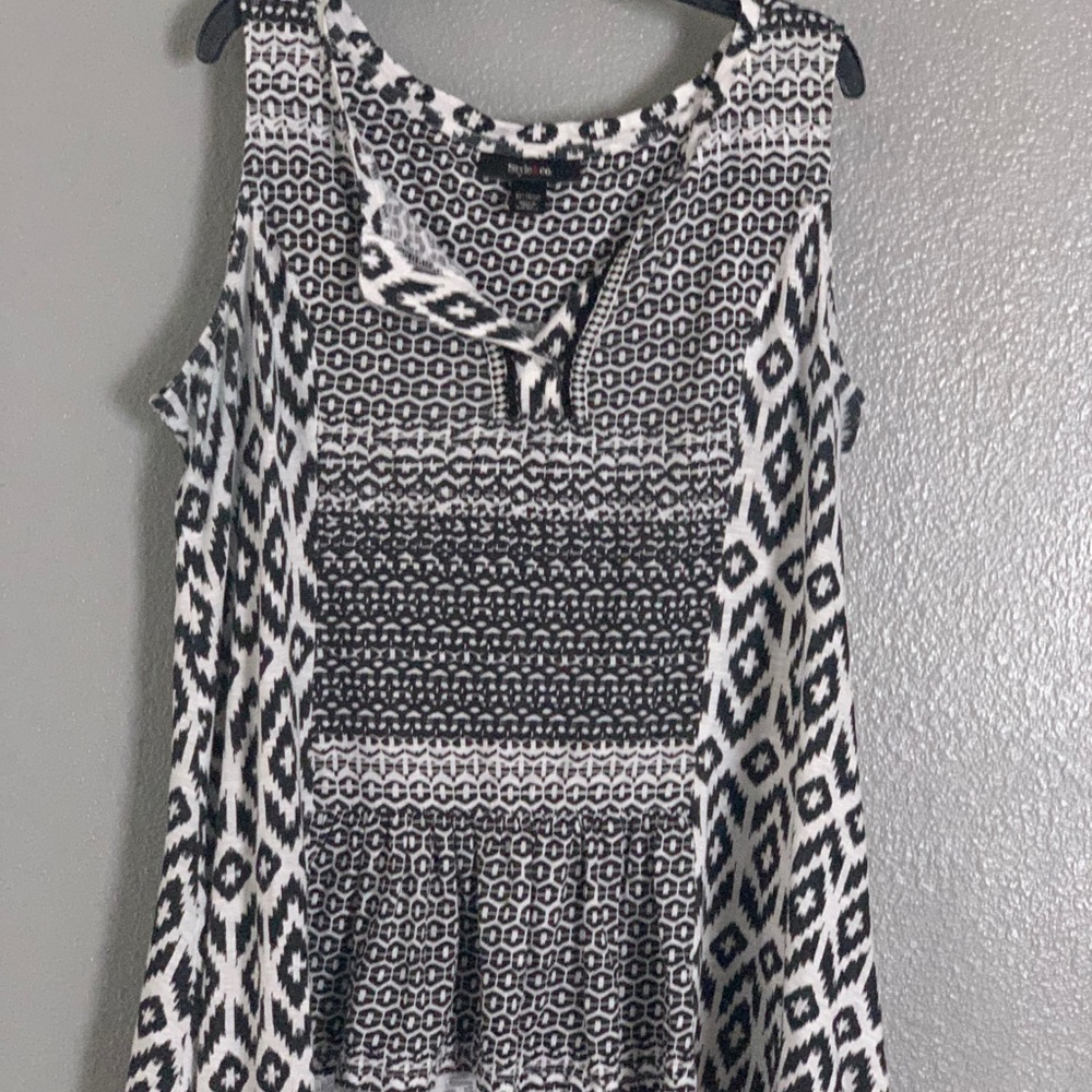 style & co women tank top black white small